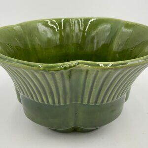 Vintage HAEGER Pottery 156 Ruffled Edge Avocado Green Planter
